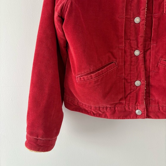 Levi’s Vintage Red Corduroy Sherpa Lined Jacket Button-Up Collar Heavy Y2K - Picture 4 of 7